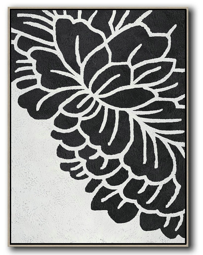 Abstract Paintings On Sale,Black And White Minimal Painting On Canvas - Contemporary Art Wall Decor